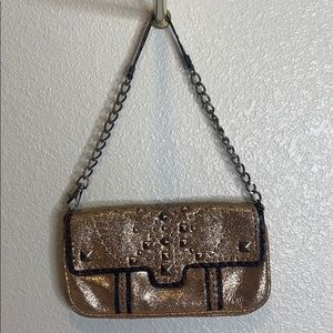 Betsey Johnson metallic studded glitter leather y2k clutch shoulder purse